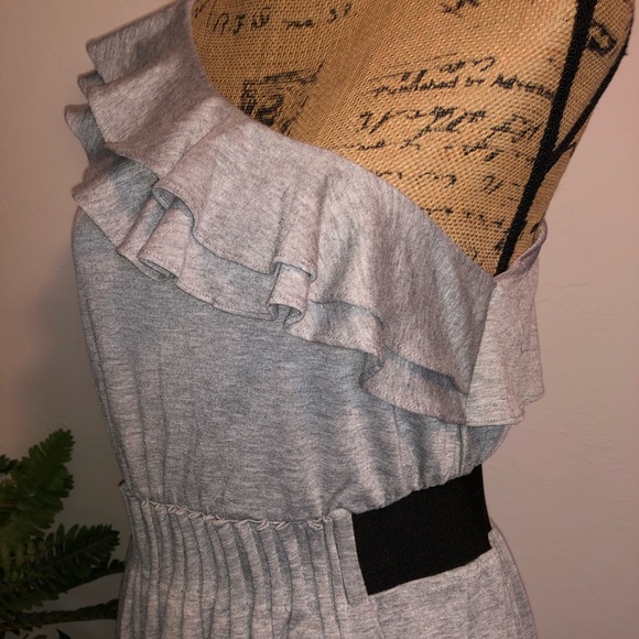 Sugarlips Gray Ruffled One Shoulder Dress - Picture 5 of 8